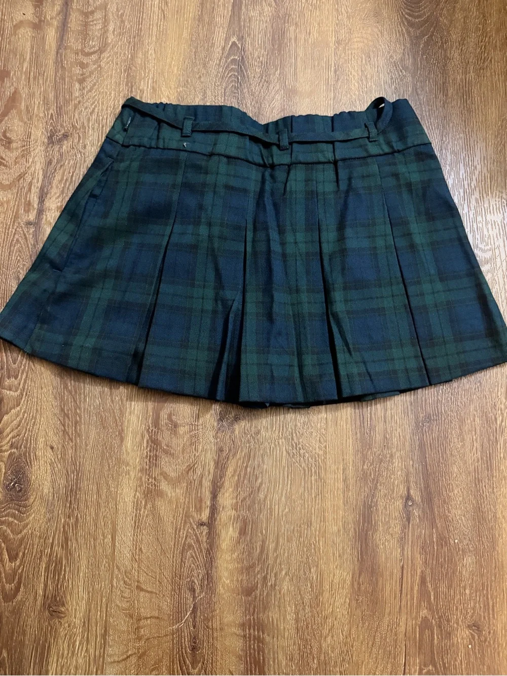 Hollister Blackwatch Plaid Pleated Mini Skort - Green & Navy